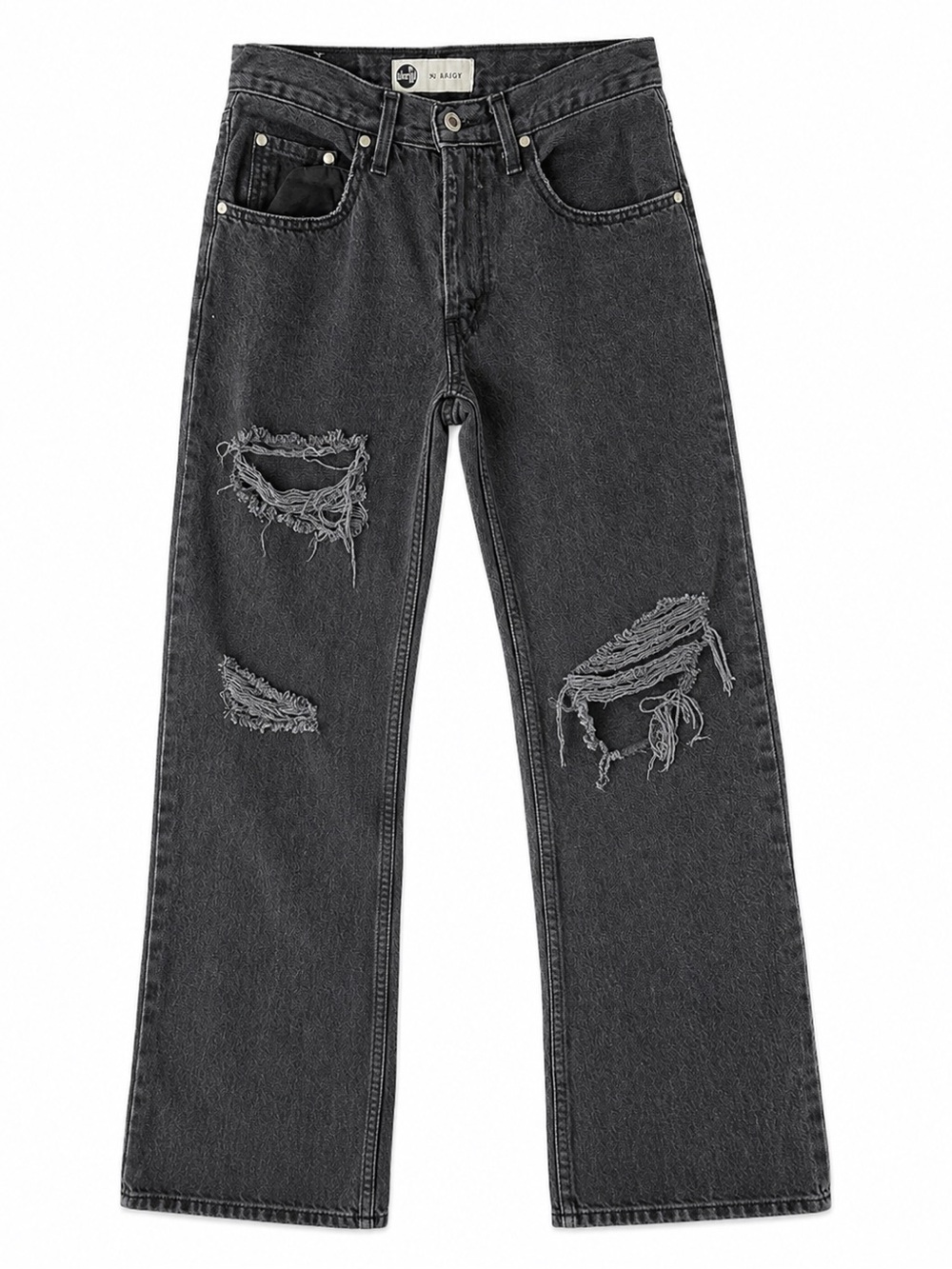 Silver Jeans Black Distressed Wide-Leg Jeans
